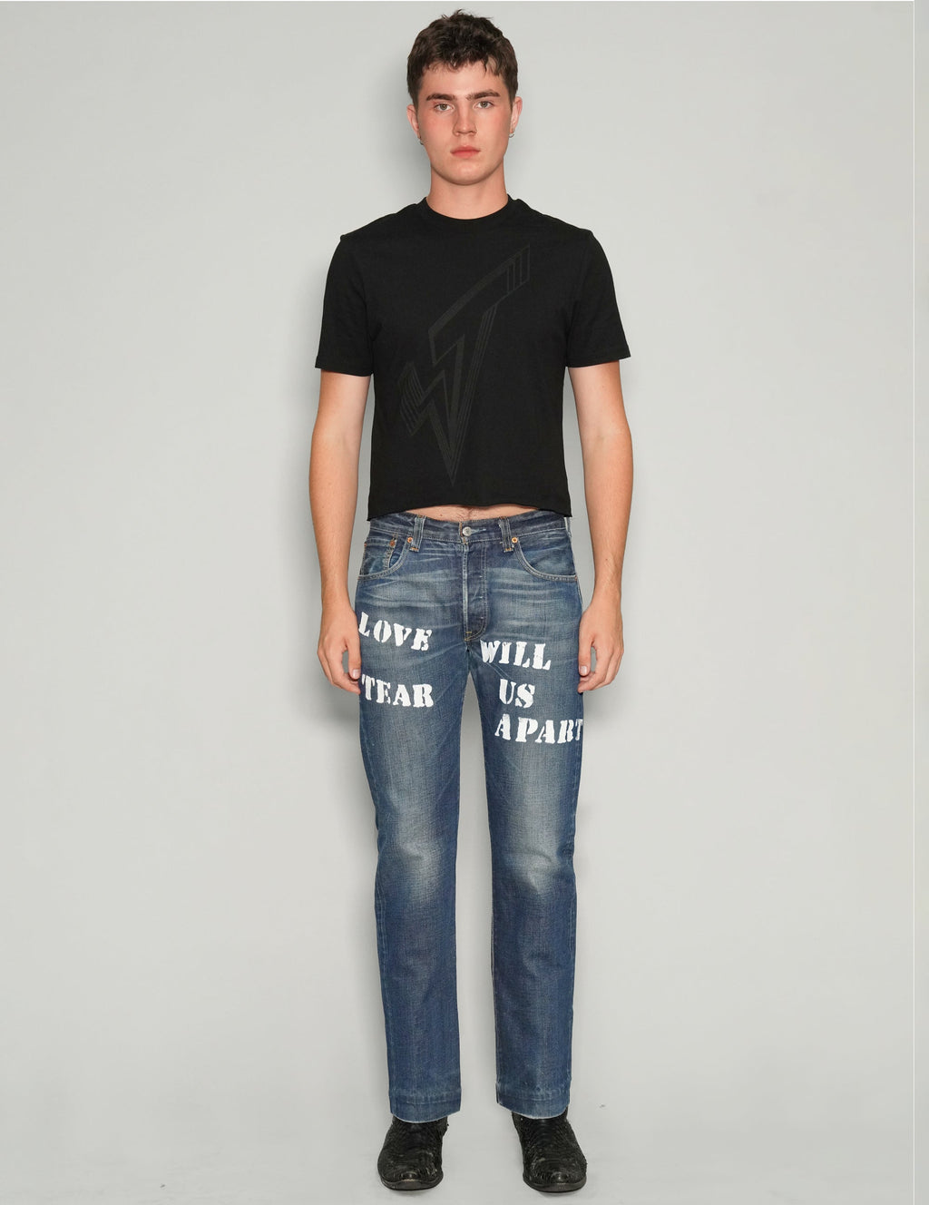 'Love Will Tear Us Apart' Jeans in Blue