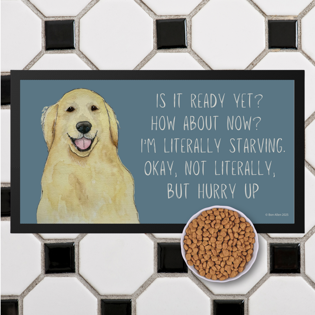 Golden Retriever’s Ultimate Feast Mat – Hurry Up, Hooman!