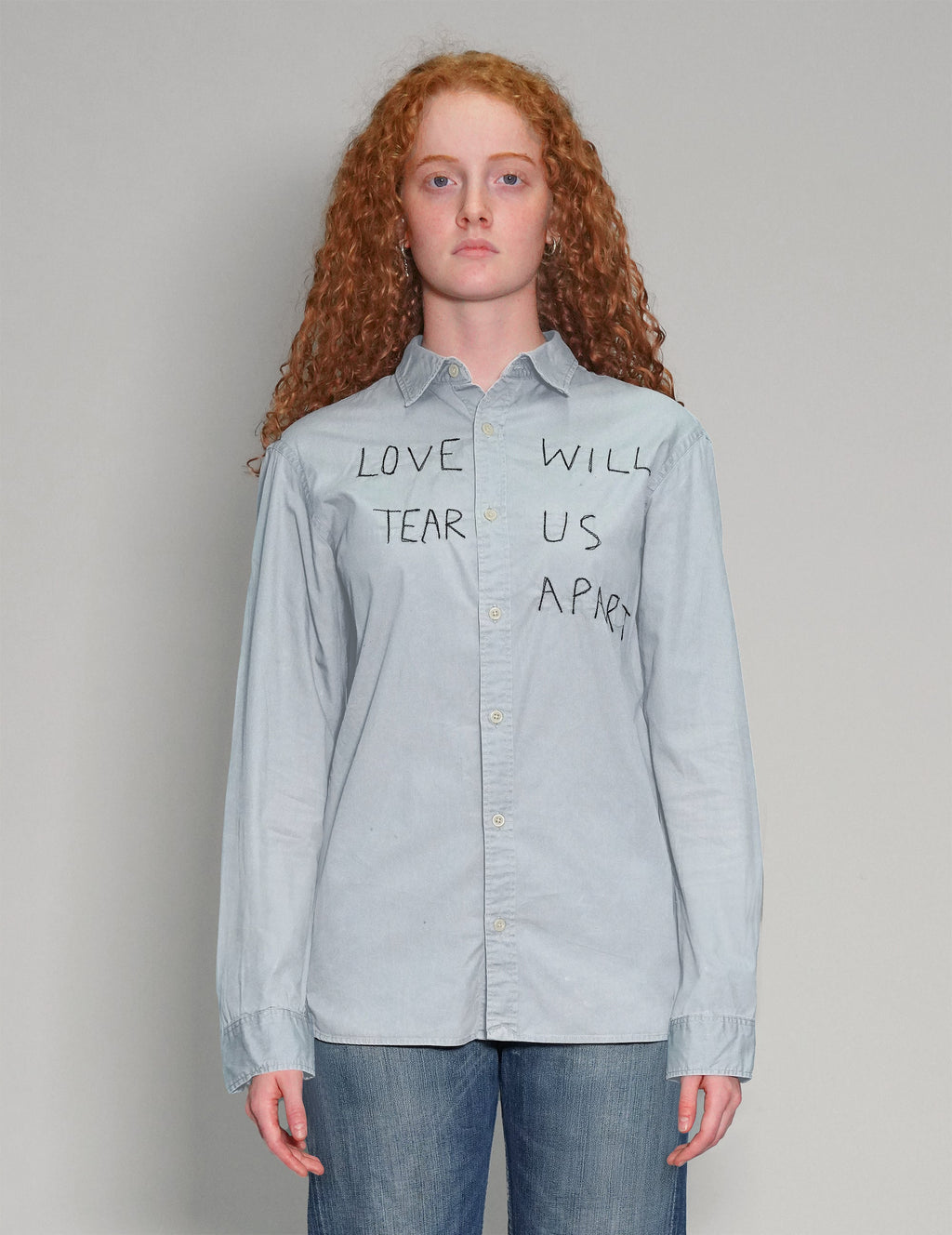'Love Will Tear Us Apart' Light Blue Shirt