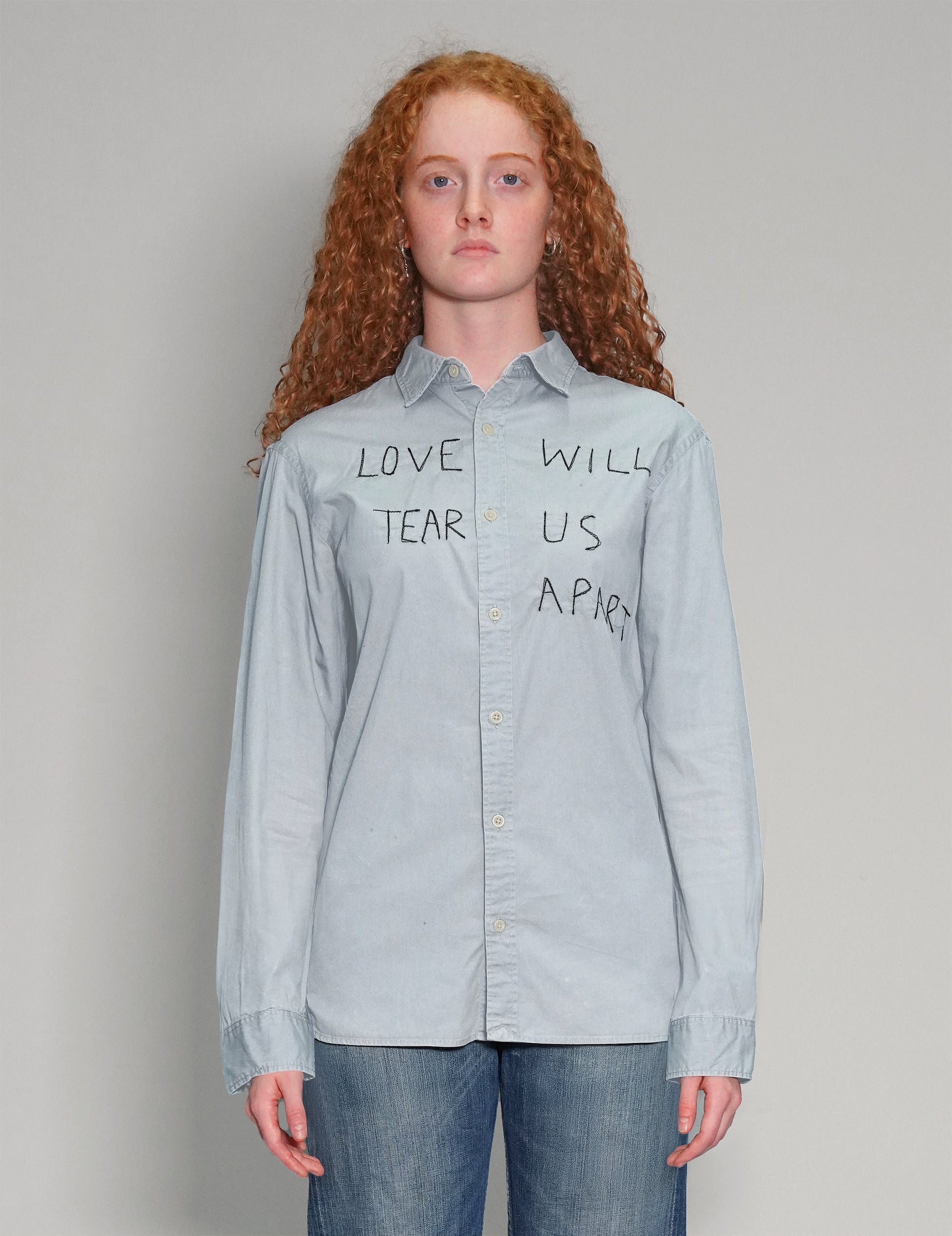 'Love Will Tear Us Apart' Light Blue Shirt