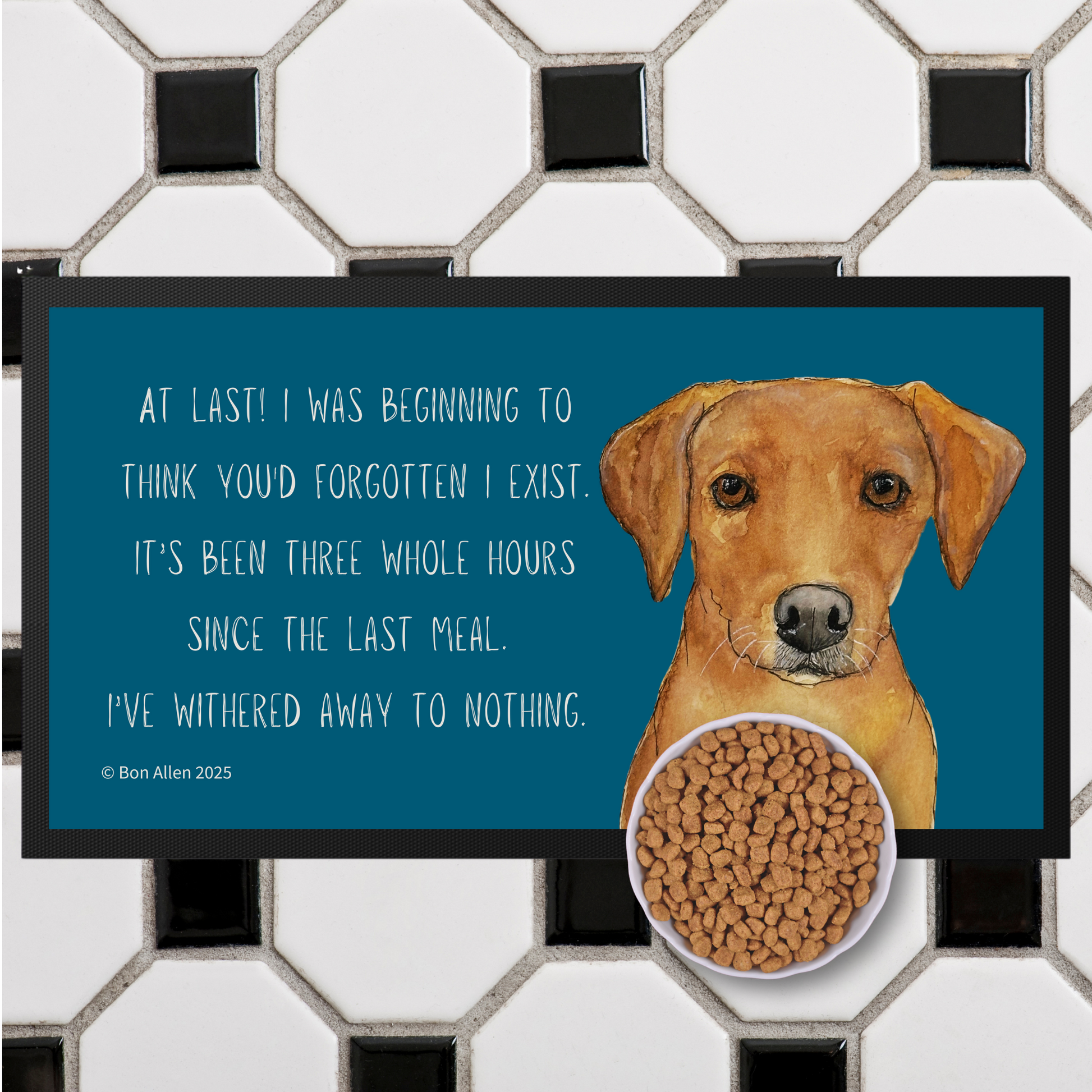 Starving Since Breakfast Pet Bowl Mat – Featuring the Fox Red Labrador