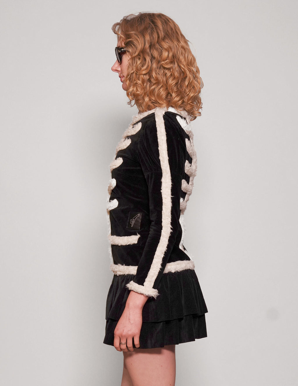 Vivetta Black Velvet Dress with Fur Trim