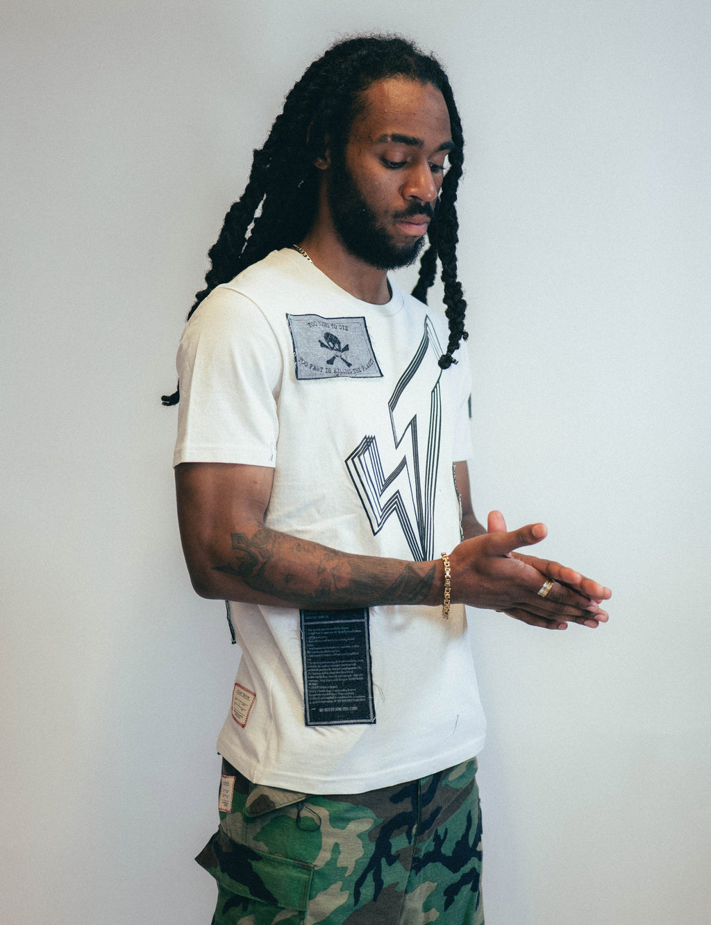 ST Patched Logo T-Shirt in Ecru