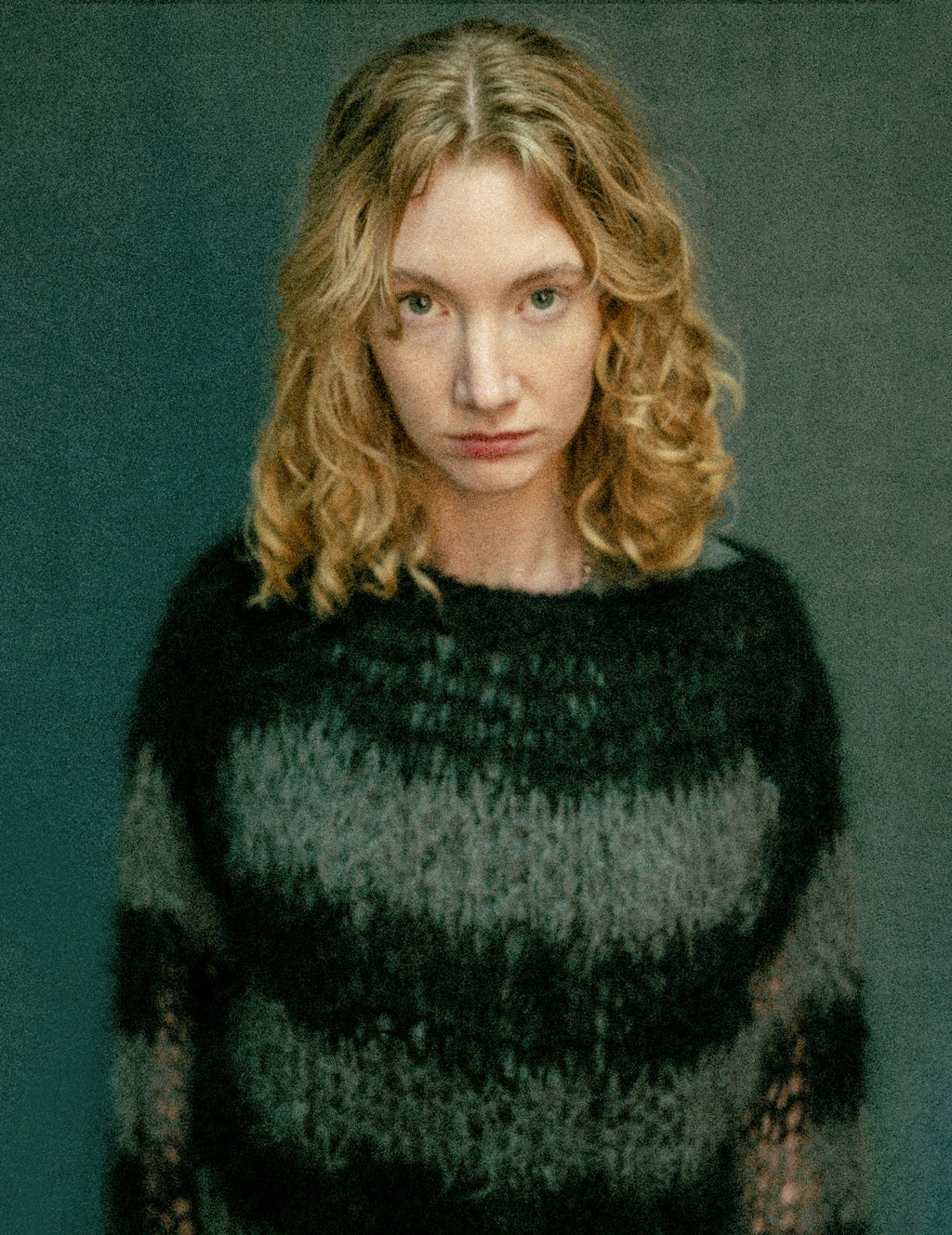 "PISTOLS" Mohair Hand Knit Sweater - Grey & Black