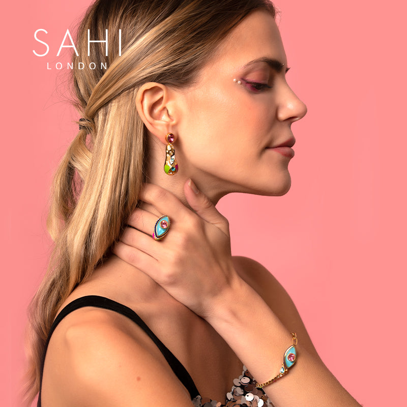 Love Affair Enamel Teardrop Chain and Link Bracelet