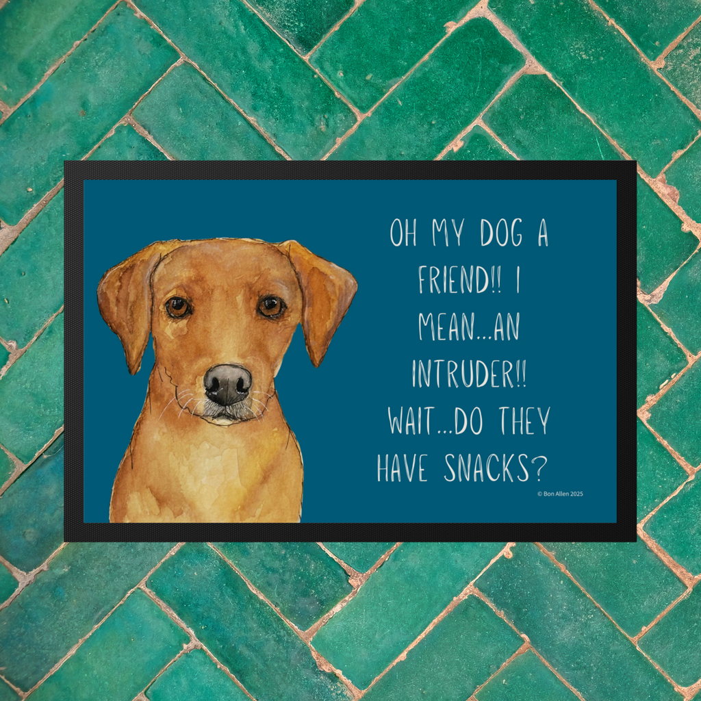 Fox Red Labrador Welcome Mat – Is It a Friend, Intruder… or Snack Delivery?!