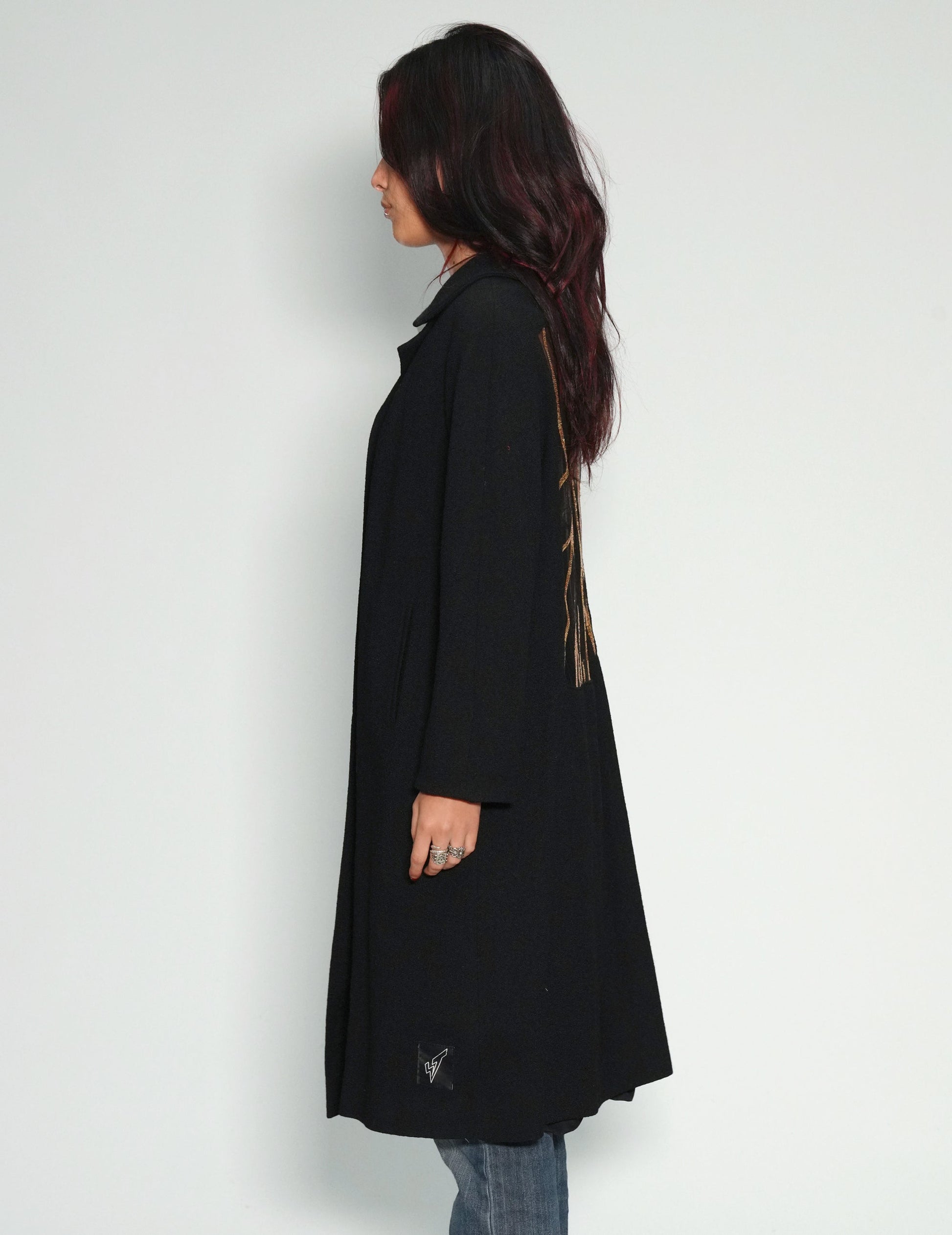 Party Back Coat - Gold Lines Sequin - Black