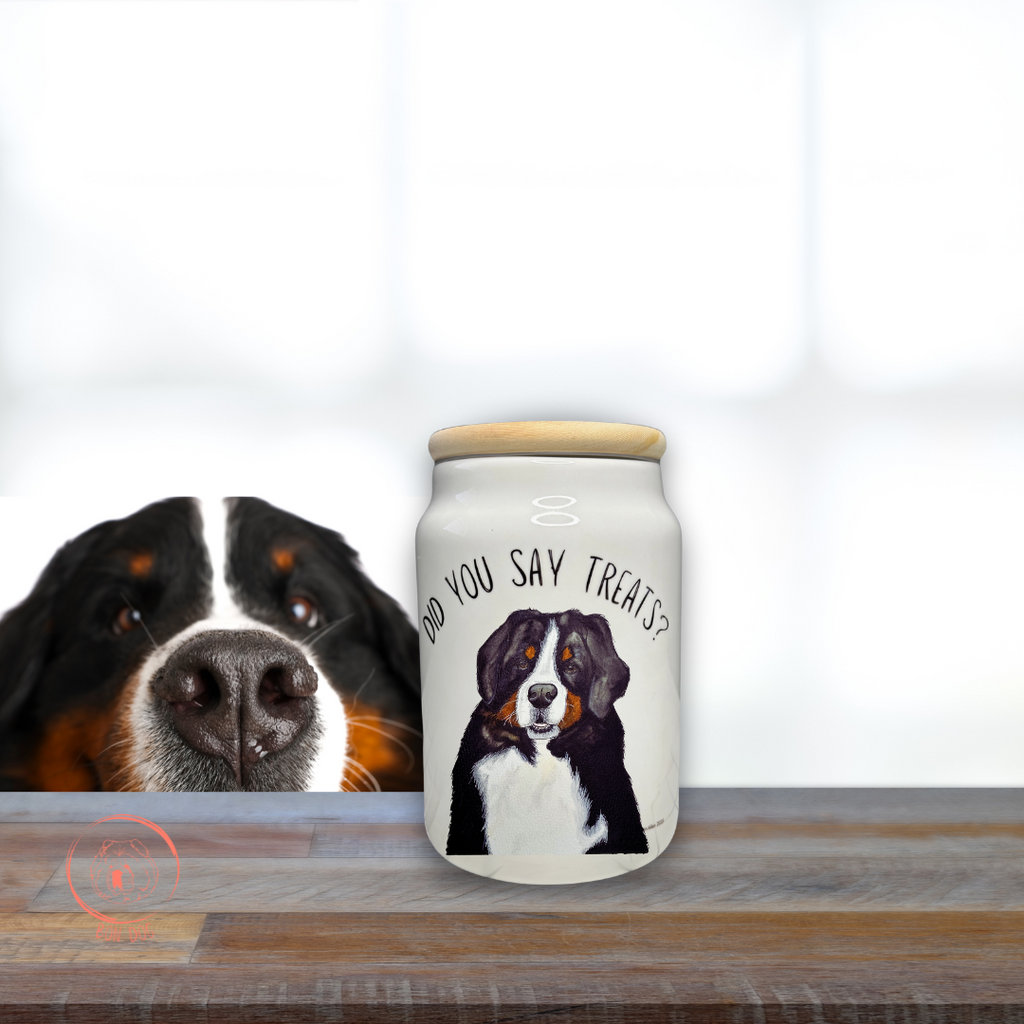 Bernese Mountain Dog Ceramic Treat Jar – Keep the Treats Safe!