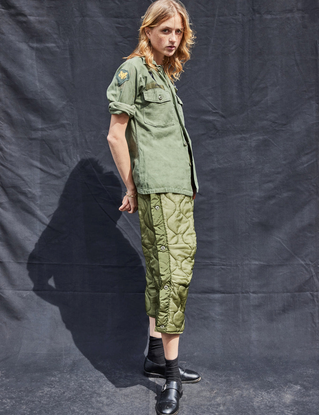 Button Quilted Cropped Trousers