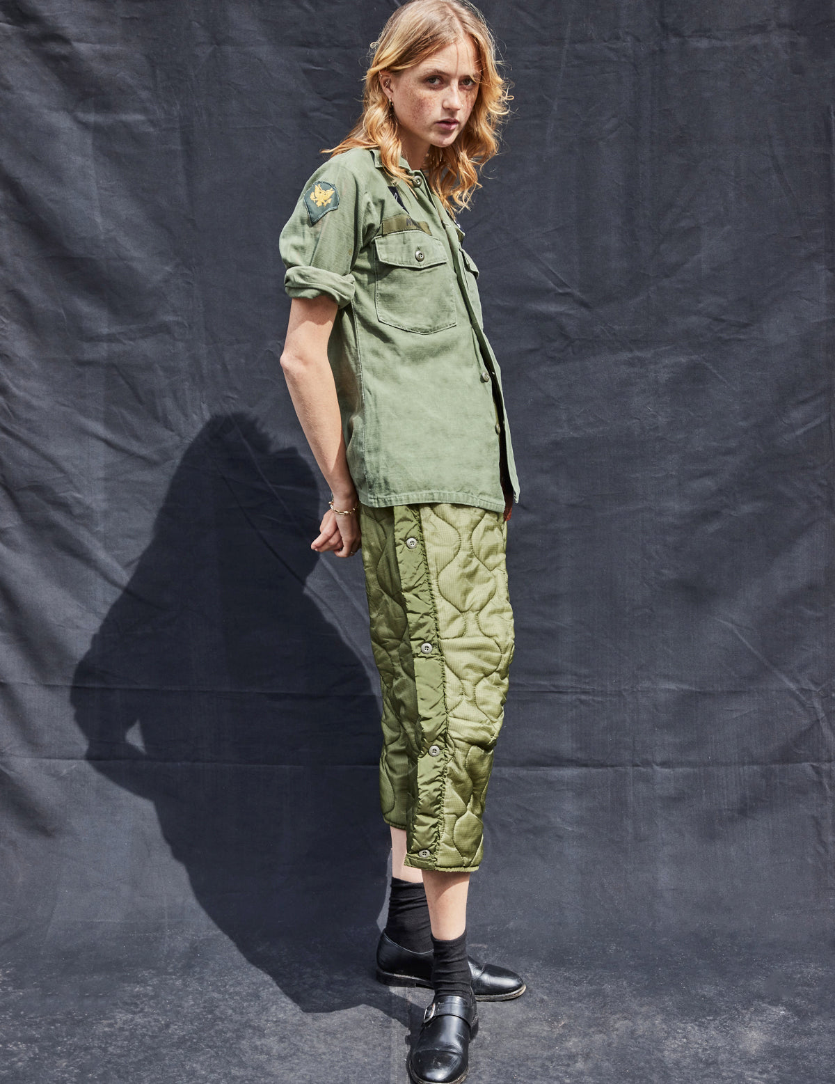 Button Quilted Cropped Trousers
