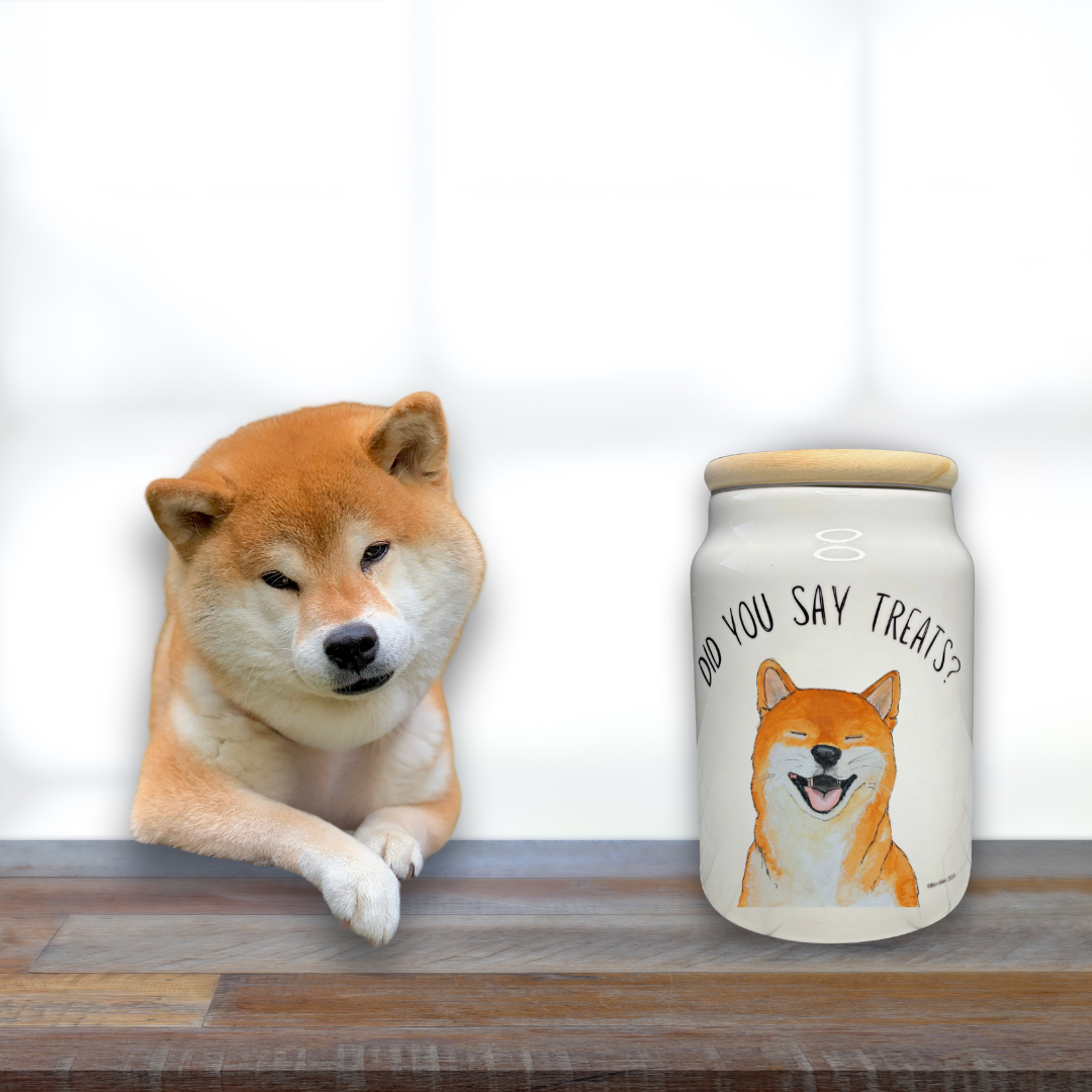 "Treats? I Prefer Tribute." – Shiba Inu Ceramic Treat Jar