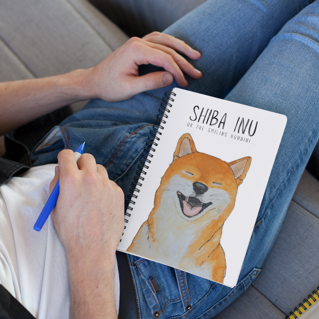 “Plotting My Escape” – Shiba Inu Fabric Notebook