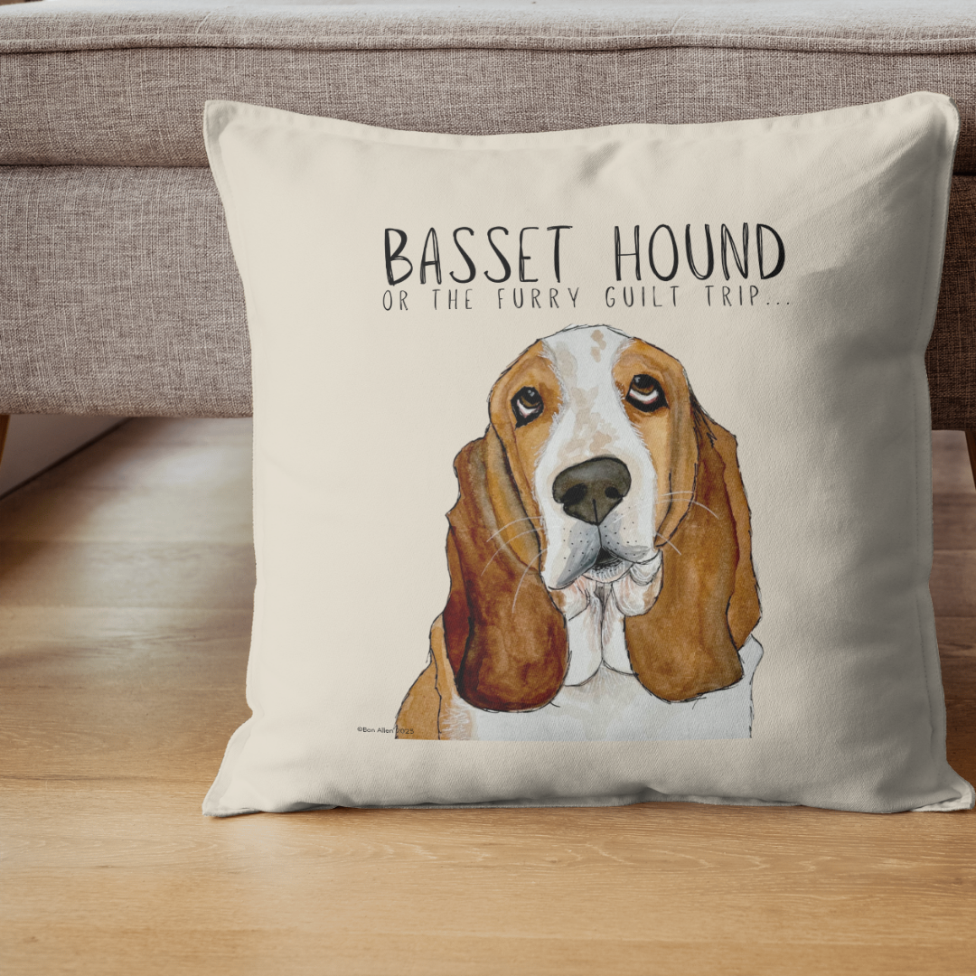 Basset Hound Cushion Cover – Guilt-Tripping in Style!