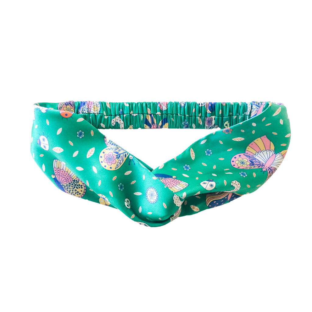 Dottie Silk Headband in Rainforest Butterfly