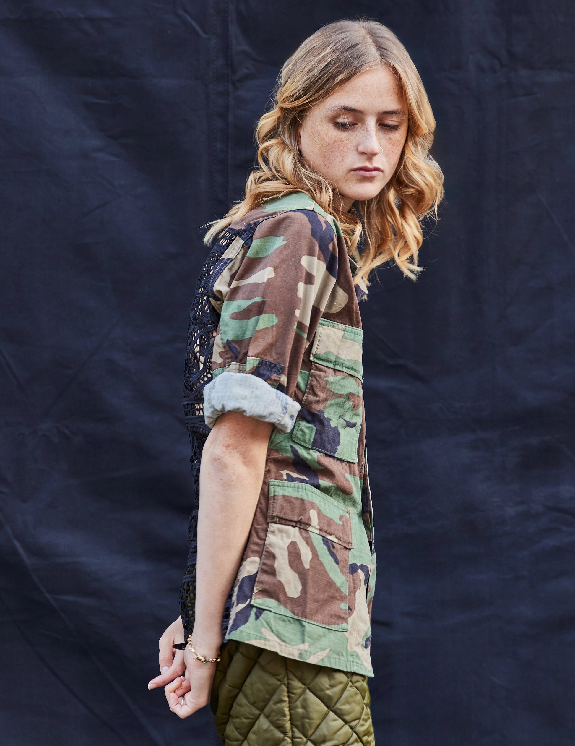 Party Back Shirt - Black Lace - Camo