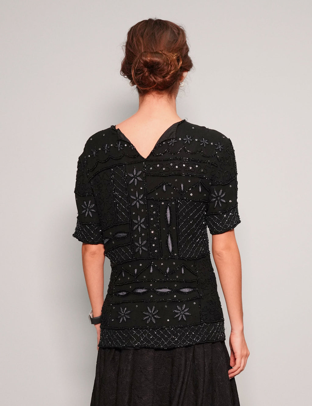 Vintage Black Sequinned Top