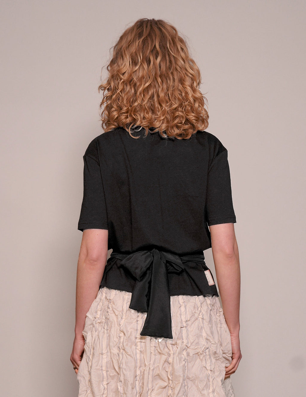 ST Silver Logo Tie-Tee in Black with Black Tie