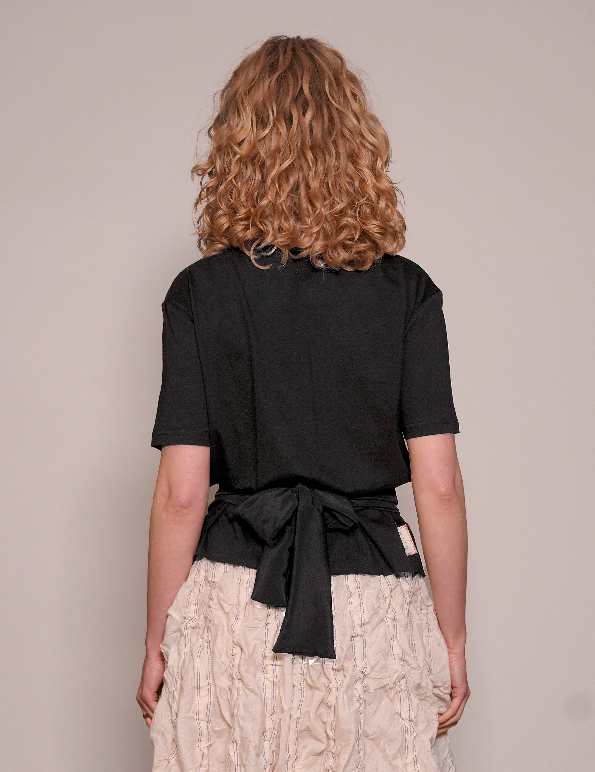 ST Silver Logo Tie-Tee in Black with Black Tie