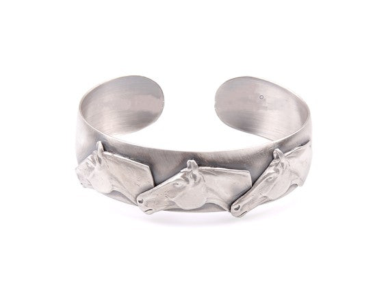 Silver Steed Three horses heads bangle