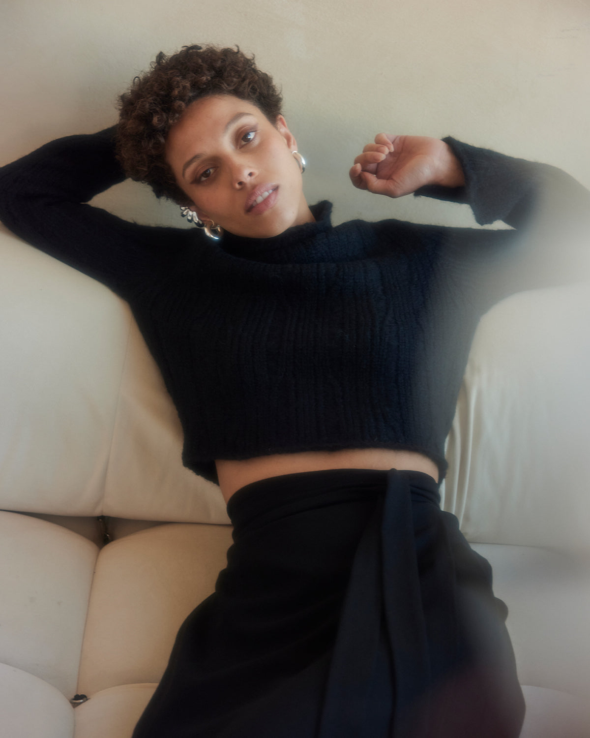 Ribbed Cropped Alpaca Sweater