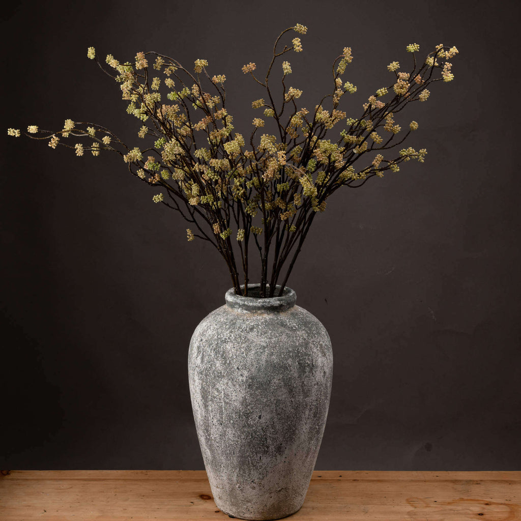 Lifelike Sedum faux floral branch in soft green with autumn tones, 109 cm tall, for vases or wreaths by Sostter at brixbailey.com