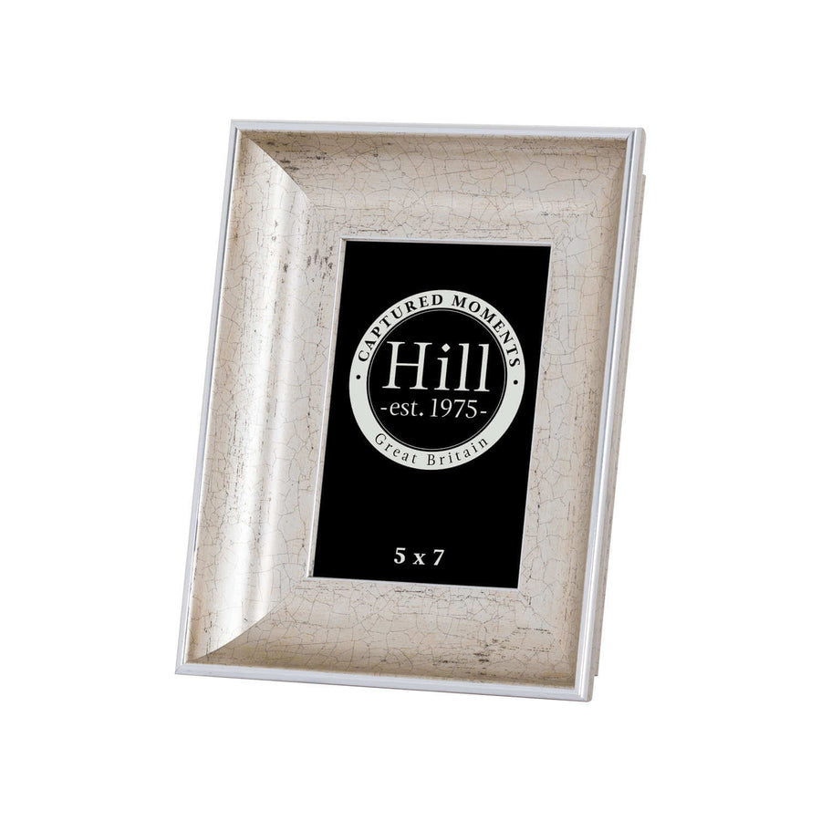 Antique silver crackled photo frame with glass, handcrafted vintage finish, holds 5x7 photos, 26cm height. by Sostter at brixbailey.com