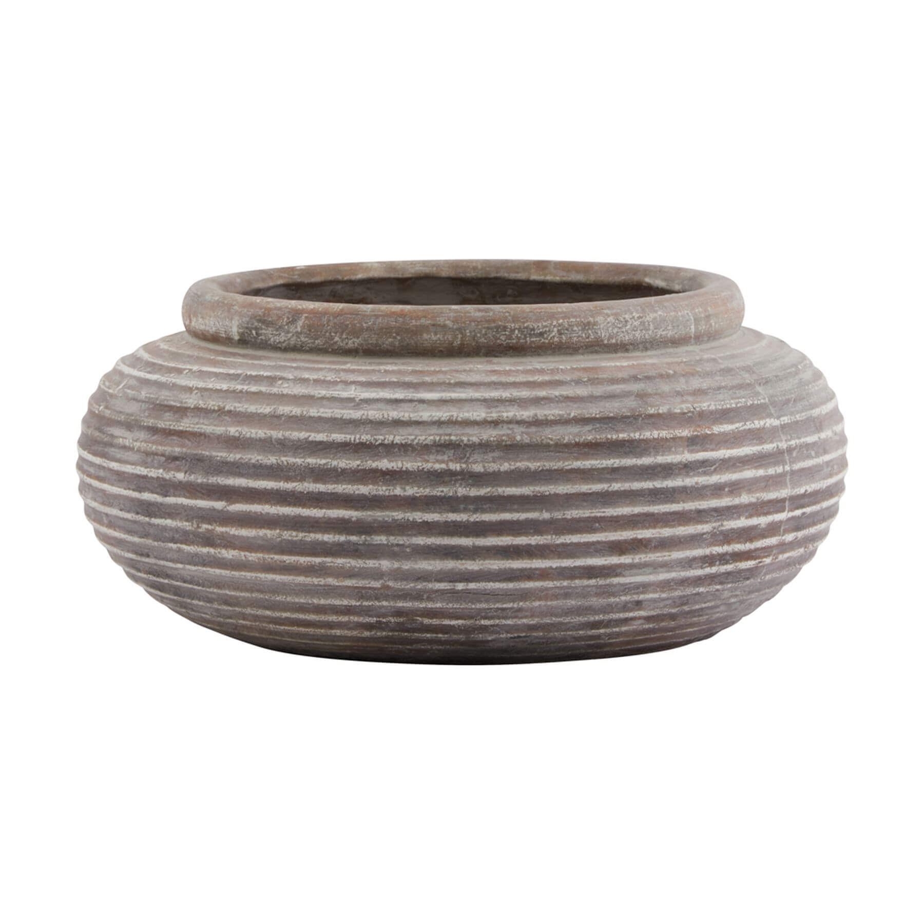 Round ribbed ceramic planter in rich brown, horizontal texture, 19cm height, for indoor or outdoor plants  

**  
- **Keywords:** round ribbed planter, ceramic, brown, indoor outdoor plants  
- **Clear description:** Shows shape, texture, color, and size  
- **SEO & accessibility optimized:** Concise yet descriptive for both search engines and screen readers by Sostter at brixbailey.com