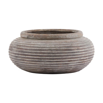 Round ribbed ceramic planter in rich brown, horizontal texture, 19cm height, for indoor or outdoor plants  

**  
- **Keywords:** round ribbed planter, ceramic, brown, indoor outdoor plants  
- **Clear description:** Shows shape, texture, color, and size  
- **SEO & accessibility optimized:** Concise yet descriptive for both search engines and screen readers by Sostter at brixbailey.com