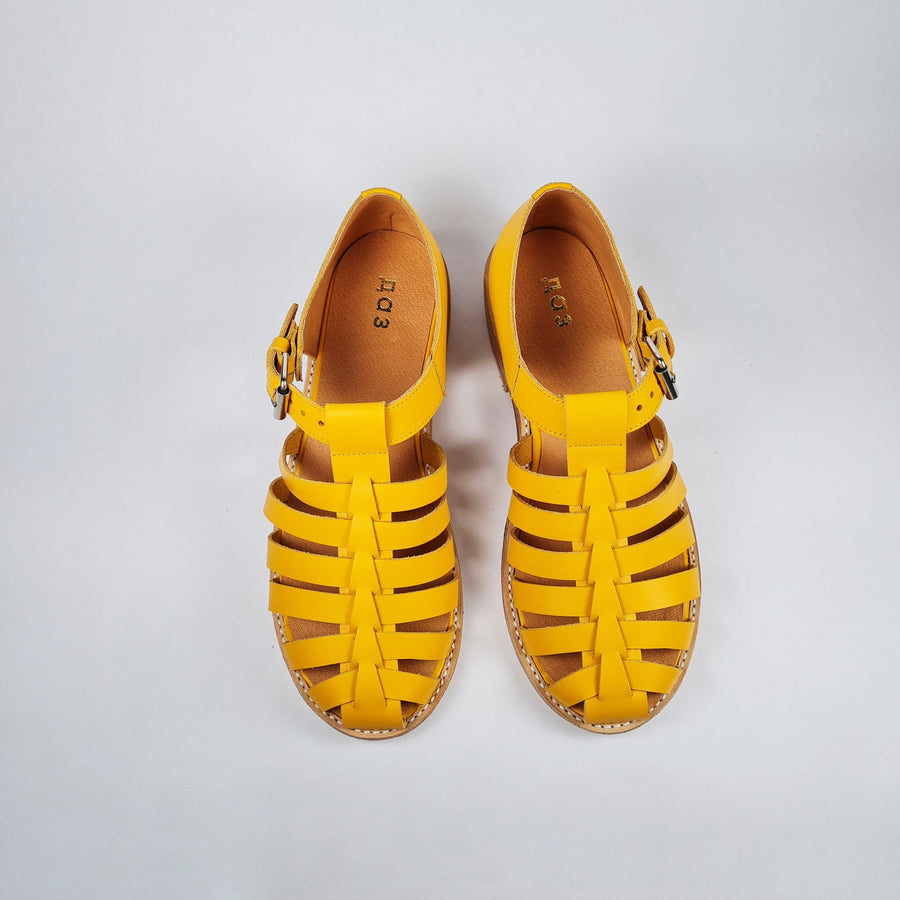 Handmade Leather Fisherman Sandals - Yellow