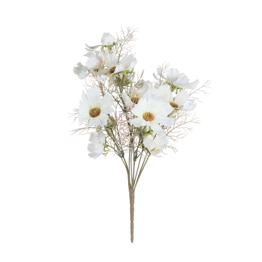Lifelike cream cosmos spray with wispy foliage, perfect for year-round floral arrangements, no maintenance required. by Sostter at brixbailey.com