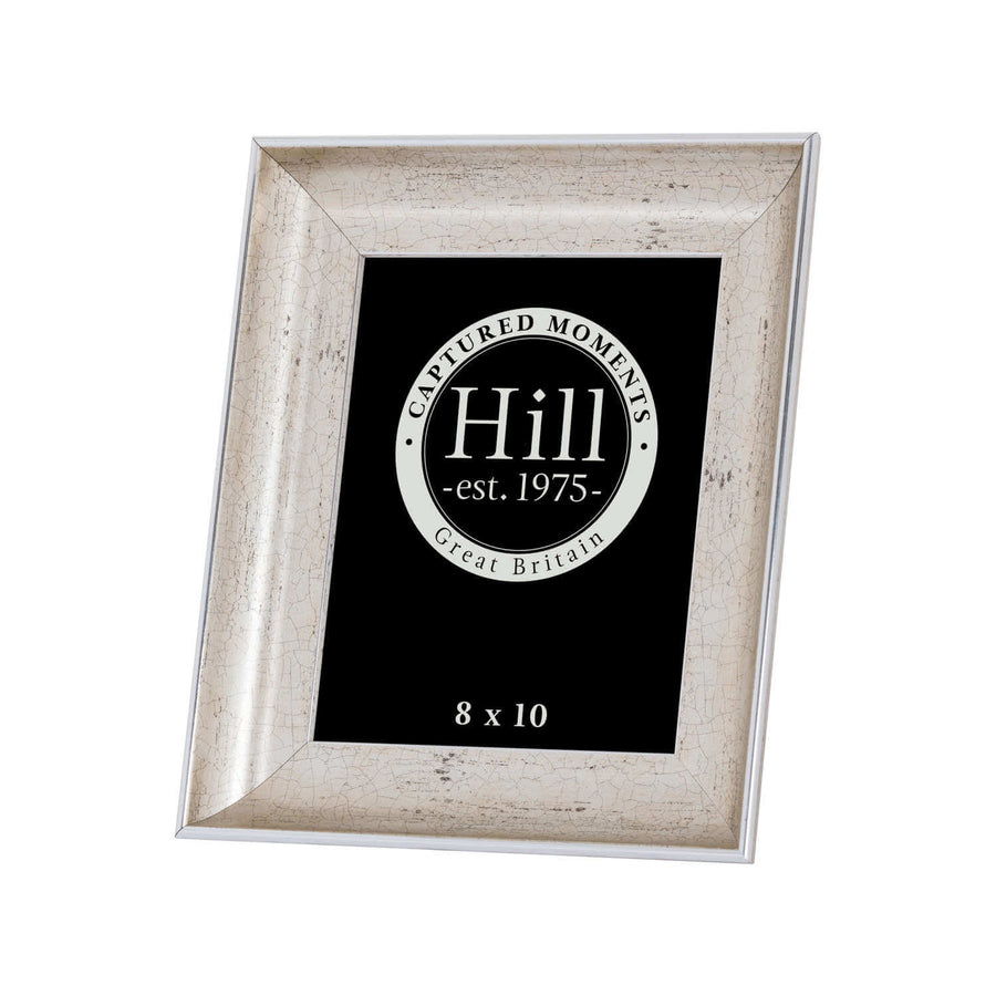 Antique silver crackle photo frame with glass front, displaying 8x10 photo, distressed vintage finish for home decor. by Sostter at brixbailey.com