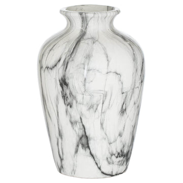 Handcrafted marble ceramic vase with white veining, 33cm tall, for elegant floral displays and modern home decor. by Sostter at brixbailey.com
