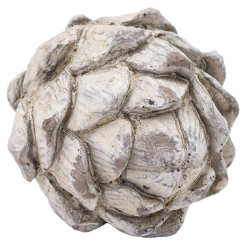 Decorative large ceramic artichoke ornament in antique white, 15cm tall, perfect for stylish home accents.by Sostter at brixbailey.com