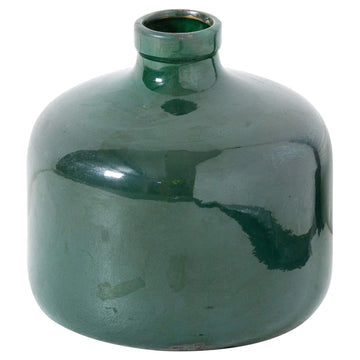 Handcrafted emerald green crackle-glazed ceramic vase, 29cm tall with slim neck for floral arrangements. by Sostter at brixbailey.com