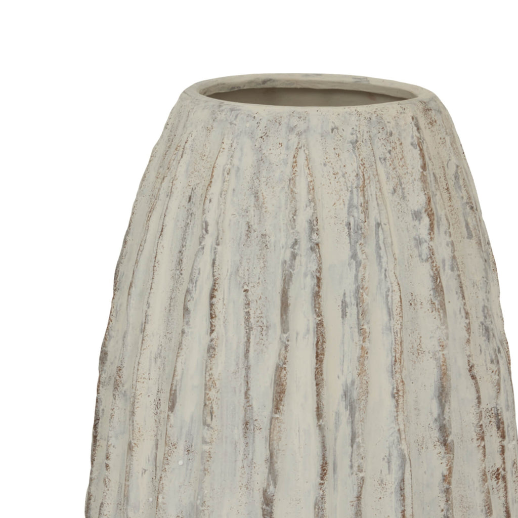 Lorenzo Tall Fin vase in crisp white ceramic, sculptural contemporary decor with angled fins for dynamic light play by Sostter at brixbailey.com