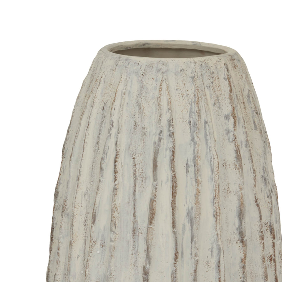 Lorenzo Tall Fin vase in crisp white ceramic, sculptural contemporary decor with angled fins for dynamic light play by Sostter at brixbailey.com