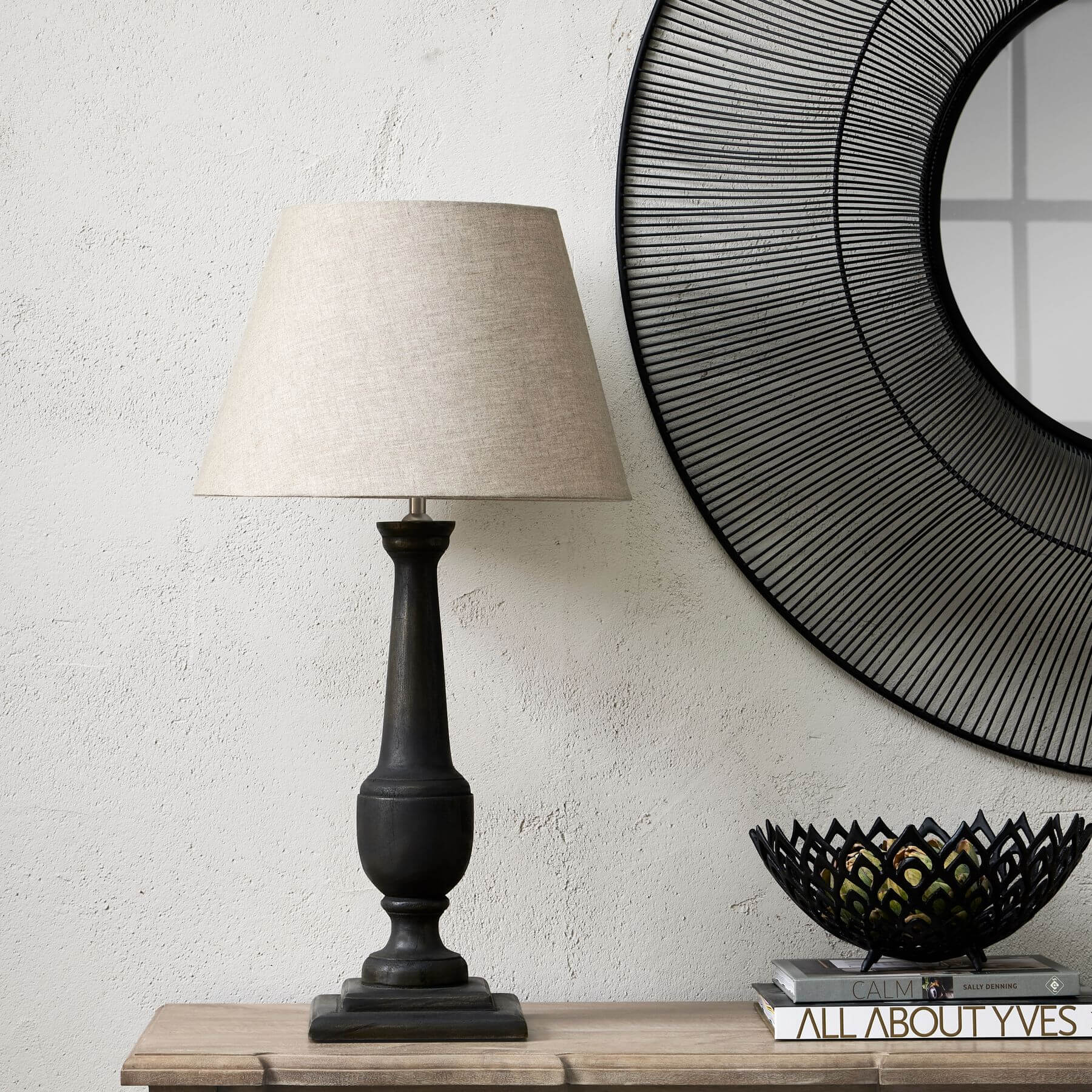 Black perforated steel lattice bowl creating light and shadow patterns, modern home decor centerpiece by Sostter at brixbailey.com