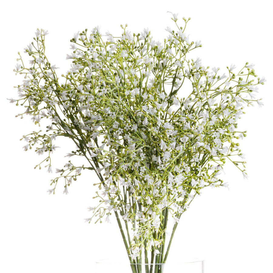 White artificial wildflower spray, 72cm tall, with realistic botanical details for elegant home decor arrangements by Sostter at brixbailey.com