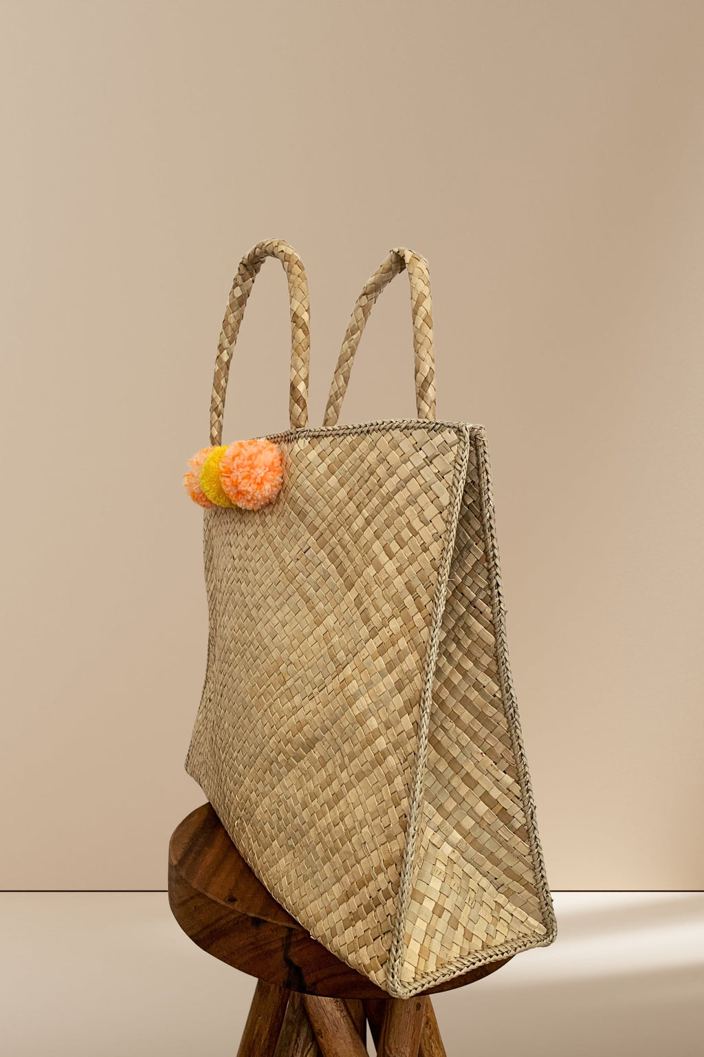 Pom Pom Oversized Straw Tote Bag