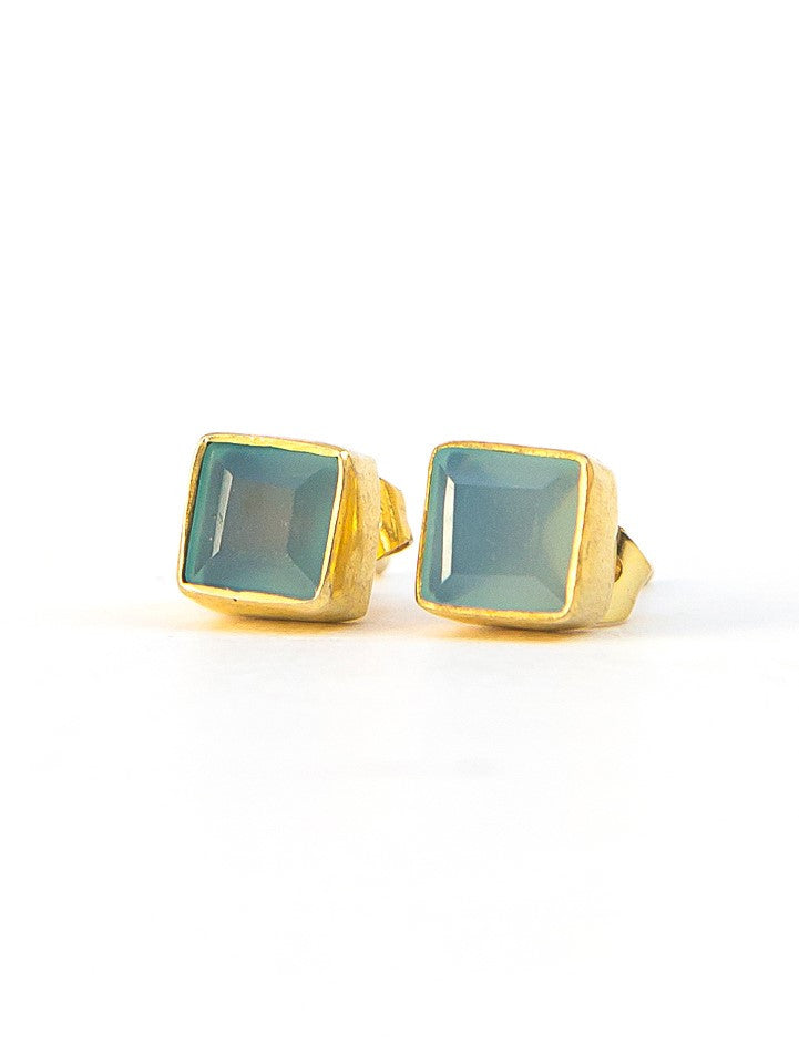 Crystal Waters Studs in Brass