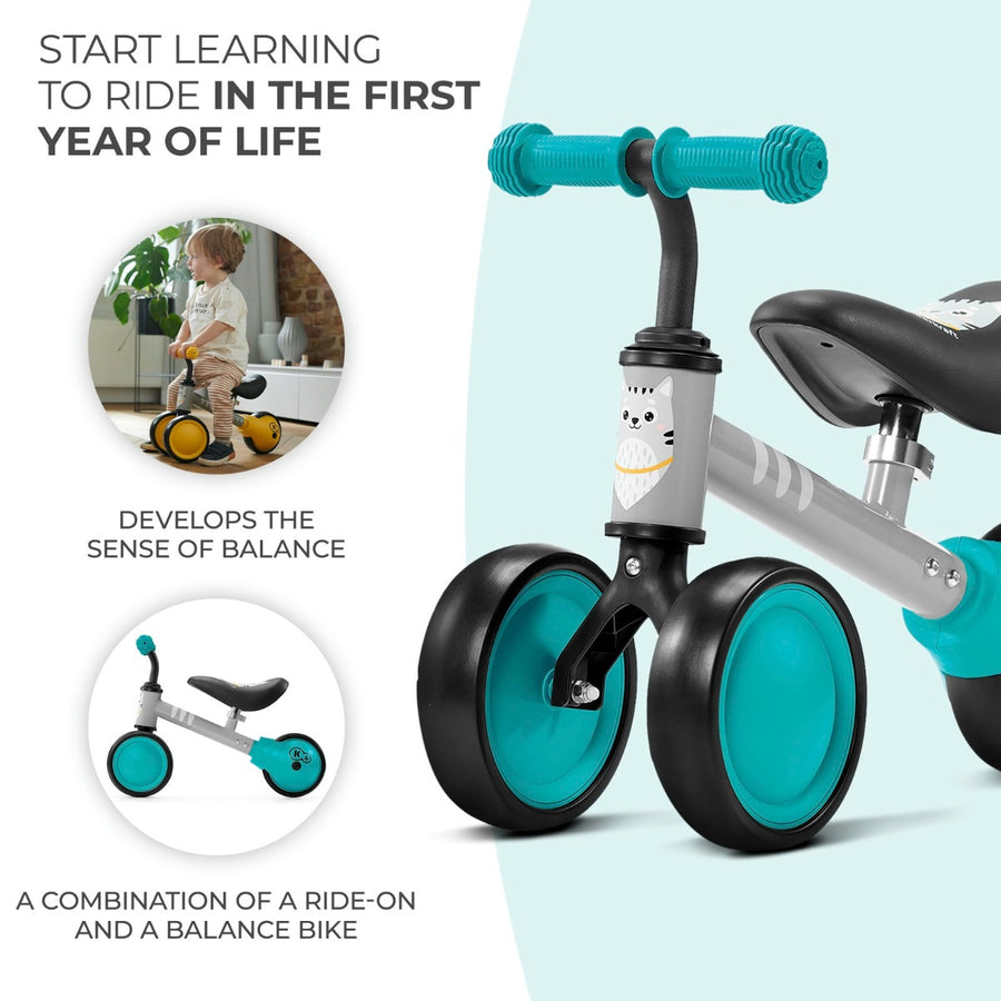 CUTIE Balance Bike – Safe, Adjustable for Toddlers with Kitten Print by Kinderkraft at www.brixbailey.com