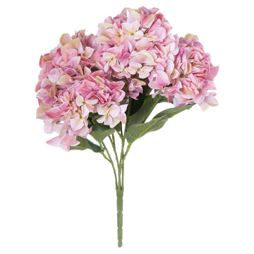 Lifelike pink hydrangea bouquet with soft gradient blooms, artificial floral arrangement for home decor by Sostter at brixbailey.com