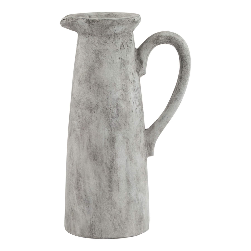 Athena white ceramic pitcher with sculptural silhouette, perfect for floral arrangements or as a water pitcher by Sostter at brixbailey.com