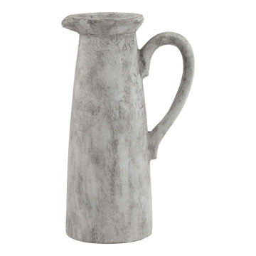 Athena white ceramic pitcher with sculptural silhouette, perfect for floral arrangements or as a water pitcher by Sostter at brixbailey.com