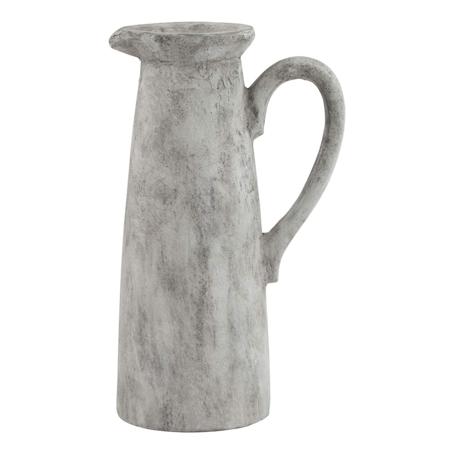Athena white ceramic pitcher with sculptural silhouette, perfect for floral arrangements or as a water pitcher by Sostter at brixbailey.com