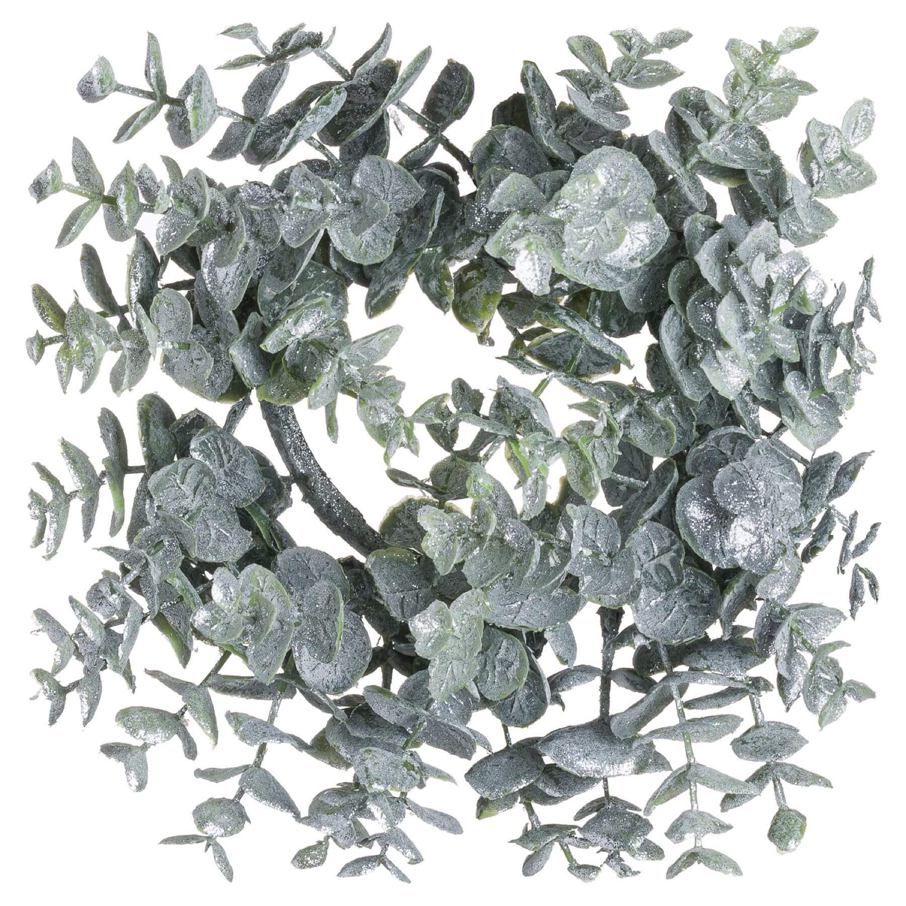 Frosted eucalyptus wreath with candle center, handcrafted winter decor for mantels or entryways. by RoomLondon at brixbailey.com