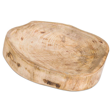 Handcrafted mango wood trinket dish with unique grain patterns, warm brown tones, for jewelry or keys. by Sostter at brixbailey.com