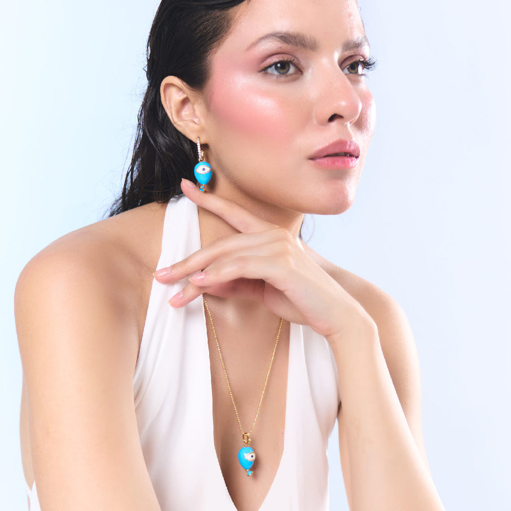 Age of Innocence Blue Eye Dangle Earrings