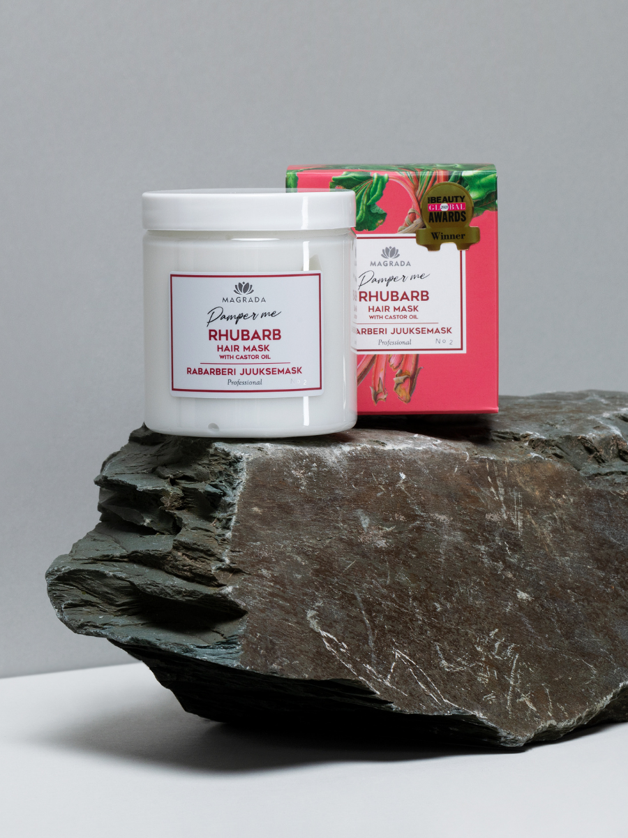 Award-Winning Rhubarb Hair Mask for Ultimate Shine & Repair by Magrada Organic Cosmetics at www.brixbailey.com