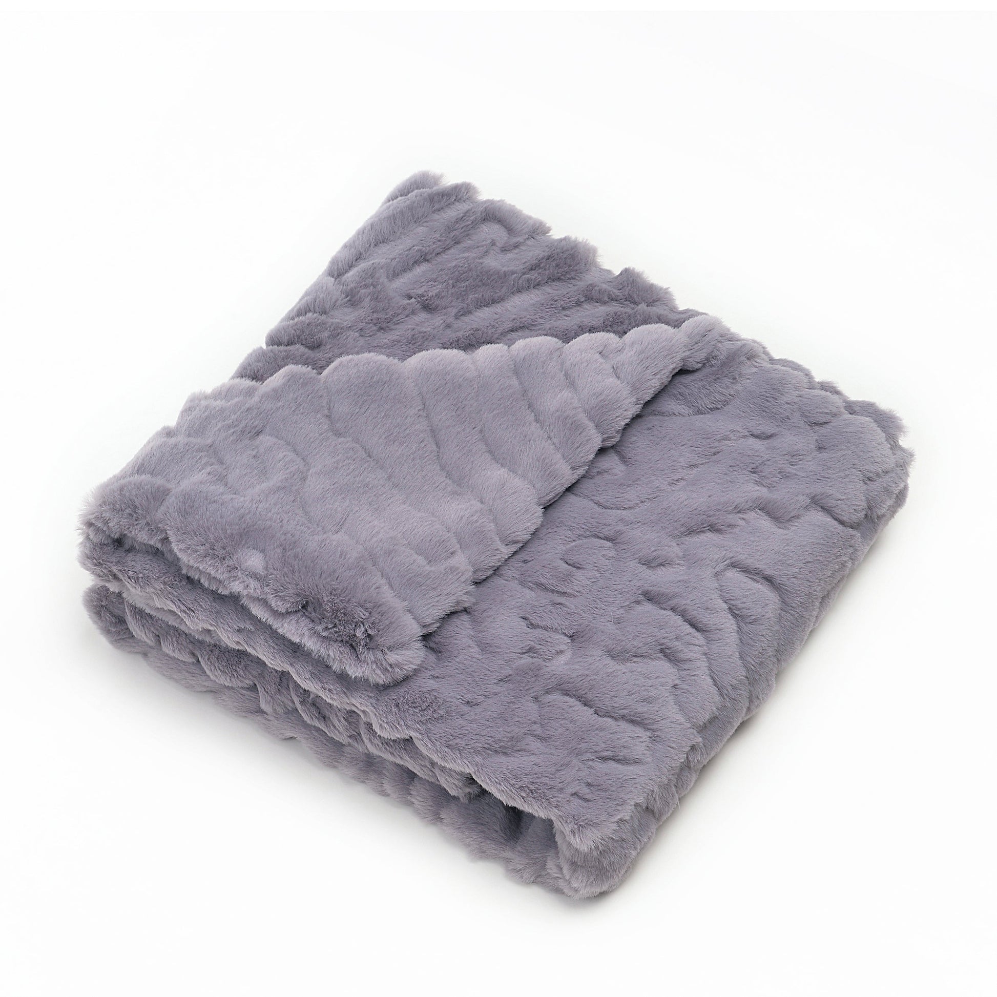 Ultra-Soft Solid Grey Fur Blanket